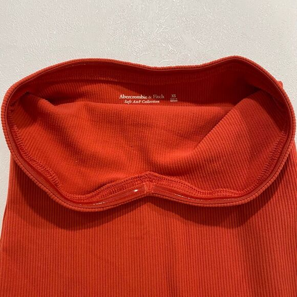 Abercrombie & Fitch Strapless Ribbed Bodysuit XS Rust Orange Tube Bodysuit Soft - Picture 3 of 8